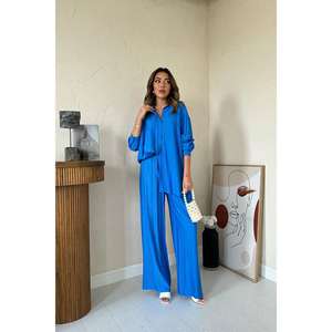 ชุดเสื้อและกางเกงทรงหลวม Saks Alice สำหรับผู้หญิง แขนยาว ผ้า Oxford ระบายอากาศได้ดี สวมใส่สบายๆ - Product Image 3