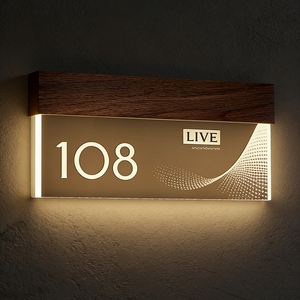 Letrero Luminoso con Número <span class=keywords><strong>de</strong></span> Casa, Señalización Electrónica para Puerta <span class=keywords><strong>de</strong></span> Hotel con Timbre, Letrero <span class=keywords><strong>de</strong></span> <span class=keywords><strong>Madera</strong></span> para Hotel - Product Image 2