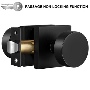 YoukeyHomiマットブラック全機能キー付き入口キーレスプライバシー通路ダミースクエアドアノブハンドルロック - Product Image 6