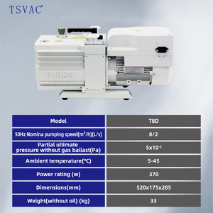 Pompe à vide à deux étages TSVAC T8D 8m³/h 1Pa 0.37kW, Pompe rotative à palettes à double étage à bain d'huile pour lyophilisateur de laboratoire - Product Image 5