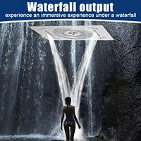 Système de douche à DEL, panneau thermostatique de luxe avec jets de corps, pomme de douche à main et à cascade, finition nickel brossé