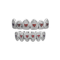 Derniers Grilles Dentaires Micro Six Teeth en Laiton et Zircon, Bijoux Plaqué Or, Style Hip-Hop pour Hommes, pour Décoration d'Halloween