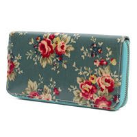 Dompet koin dompet tempat kartu ID desainer Dompet Clutch wanita panjang Floral laminasi kanvas dompet koin