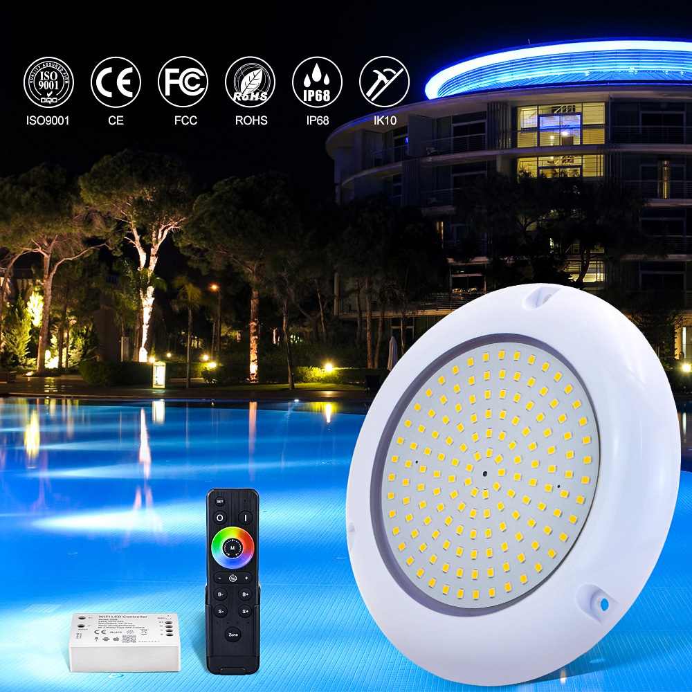 HUAXIA NEW LED Flat Pool Light 12W RGB Remote Surface Mounted Swimming Pool Underwater Piscina