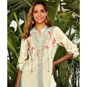 Blusas Mexicanas con Bordado Floral, Camisa de Manga Larga para Otoño - Product Image 6