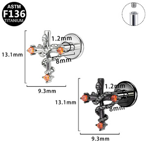 Pendiente de Titanio con Zirconia para Labret de Getta Body Jewelry, con Parte Trasera Plana, Ideal para Bodas, Fiestas o Regalos - Product Image 3