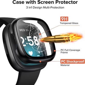 Protecteur d'écran pour <span class=keywords><strong>montre</strong></span> <span class=keywords><strong>Fitbit</strong></span> Versa 4, étui de protection en polycarbonate rigide pour <span class=keywords><strong>Fitbit</strong></span> Sense 2 - Product Image 2