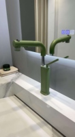 Robinet de lavabo moderne vert mat, corps tout en laiton, levier unique, eau froide et chaude, pour salle de bain et décoration intérieure