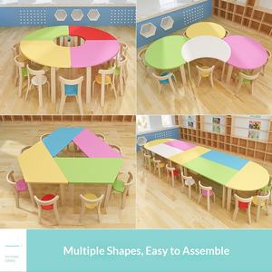 Ensemble table et chaise de dessin et d'art en bois massif pour enfants, design moderne et simple, origine Chine, bureau de tutorat pour école primaire et tout-petits - Product Image 3