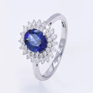 2023 Custom-made Sapphire Rings Earrings And Necklaces Embellished With Moissanite In 18K White Gold For Mother