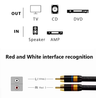 Câble d'interconnexion RCA mâle-mâle RASANTEK RCA-022 de haute qualité, conducteur plaqué or 99,99 % OFC, gaine en PVC, 2 m, microphone/haut-parleur