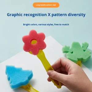 Ensemble de brosses d'apprentissage précoce pour enfants, brosses en éponge en mousse, outils de <span class=keywords><strong>dessin</strong></span> pour enfants, rouleau à fleurs, tampon, bricolage, outils d'art - Product Image 4