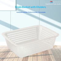 Panier de drainage en plastique pour le lavage des légumes, bleu, rectangulaire, carré, épaissi, durable, simplicité moderne, cadre de rangement et de tri