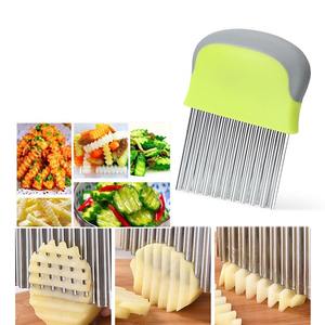 Wholesale Hanview Kitchen Gadget Stainless Steel Potato Slicer Vegetable Tool <b>Crinkle</b> <b>Cutter</b> for Cucumber Carrot - Product Image 1