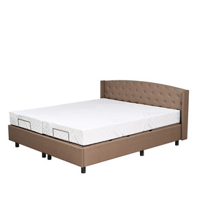Cama Eléctrica Inteligente para Cuidado de Enfermería con Respaldo y Elevación de Piernas, Tapizada en Color Café, Altura Ajustable para Dormitorio - Product Image 1