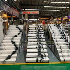 चीन उच्च गुणवत्ता पटिया टाइल पांडा के लिए सफेद काले नस के साथ संगमरमर सीढ़ी मंजिल - Product Image 5