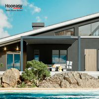 Hooeasy-Gazebo de jardin étanche, store motorisé télécommandé, auvent rétractable en PVC, pergola extérieure bioclimatique en aluminium