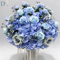 Bola Bunga Hydrangea Mawar Sutra Buatan Biru 40cm Set Dekorasi Bunga untuk Restoran, Pernikahan, Pesta, dan Jamuan
