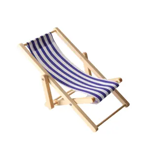 1:12 Puppenhaus Mini Möbel Modell fertig gestreifte Holz Liege Multi color Beach Chair