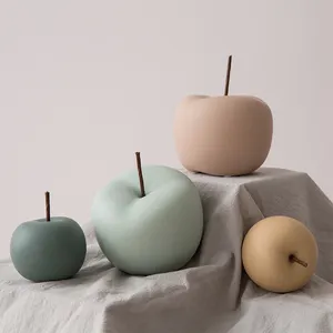 Fabriek Glanzende Ronde Vruchten Ornament Moderne Keramische Huisdecoratie Apple Beeldje Milieuvriendelijk Porselein Chinese Europa Nordic