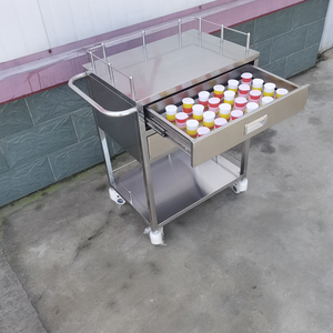 현대식 스테인리스 스틸 실버 의료용 트롤리 병원 간호사용 다기능 4개의 무소음 캐스터 200파운드 하중 용량 1년 보증 - Product Image 5