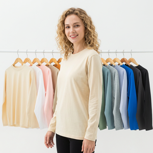 T-shirt unisexe Lulu à manches longues et col rond, 100 % coton biologique, tricoté uni, coupe classique, 250 g/m², poids lourd, vente en gros - Product Image 2