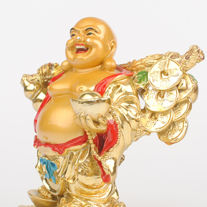 <strong>Standing</strong> Buddha 24k Golden Resin Chinese Lucky Statue Buddhism Style Artistic Painted Indoor Decorative Fengshui <strong>Figurine</strong> - Product Image 5