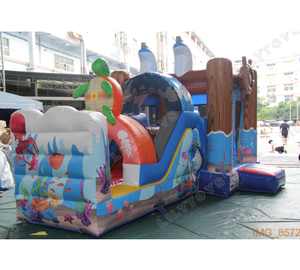 LilyToys Ocean Themed Jumping Châteaux Dauphin Tortue Gonflable Combo Bounce Toboggan aquatique pour enfants - Product Image 1