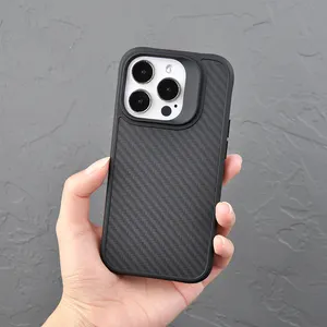 LIEKO Real Carbon Fiber Case For IPhone 14 Aramid Fiber Mobile Phone Case Shockproof Phone Cover For IPhone 14 15 Plus Pro Max