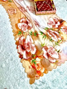 Tendance moderne Georgette travail manuel Saree lin matériel pour les fêtes mariages Diwali Proms - Product Image 5