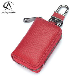 Porte-clés de voiture Andong pour homme et femme, en cuir de vache véritable, avec poche zippée - Product Image 5