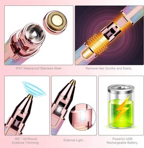 Depiladora Eléctrica 2 en 1 para <span class=keywords><strong>Mujer</strong></span>, <span class=keywords><strong>Recortadora</strong></span> de Cejas y Labios, Depiladora Facial sin Dolor, Maquinilla de Afeitar Facial USB - Product Image 4