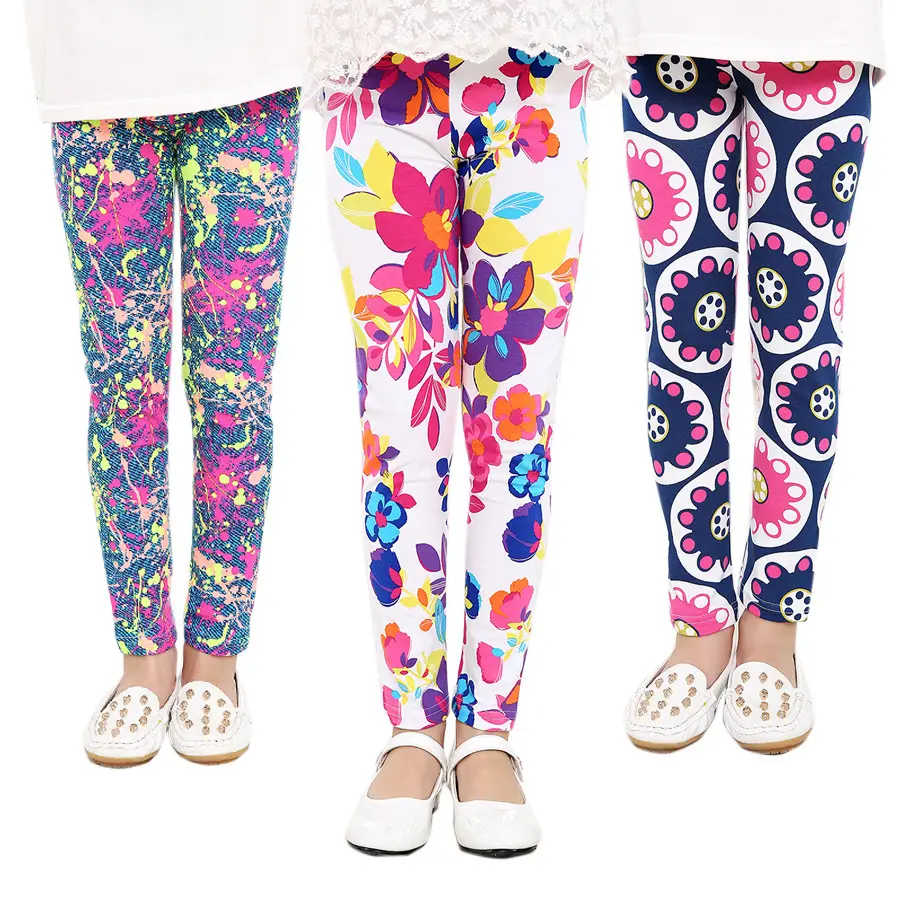 Wholesale Custom Girls Pants Children Print Leggings Kids Clothes Pants Print Flower Skinny Leggings