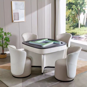 Table de Mahjong Automatique Moderne en Bois Massif pour Divertissement Familial avec Poche de Rangement et Surface en Cuir pour le Poker et les Jeux de Casino - Product Image 3