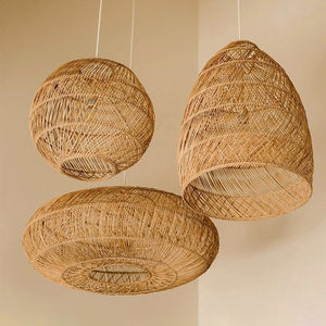 אופו צורה ראטן טבעי אהיל בגודל גדול תליון אורות לקניון - Product Image 3