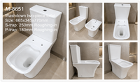 WC en céramique deux pièces à vidage direct, siphon en S 250 mm, évacuation murale 180 mm, avec jupe, blanc, pour salle de bain, sanitaires