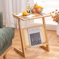 Depolama rafları komidin bambu kanepe yan başucu masa ile Combohome İşlevli cam Rattan uç tablosu