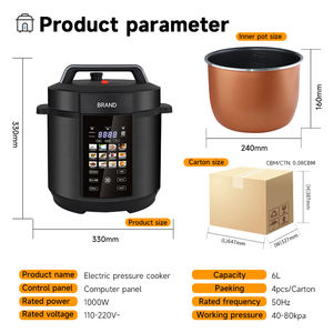 Cuisinière électrique multifonctionnelle à pression numérique de haute qualité 6L, affichage couleur, acier inoxydable noir, multicuiseur de cuisine - Product Image 6
