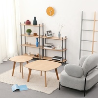 Table Basse de Canapé en Bois Massif, Style Nordique Européen Moderne et Simple, à Quatre Pieds, Ronde ou Carrée, pour la Maison - Vente en Gros
