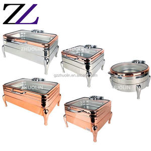 Stations <span class=keywords><strong>de</strong></span> buffet <span class=keywords><strong>de</strong></span> restauration <span class=keywords><strong>de</strong></span> luxe du Moyen-Orient plats <span class=keywords><strong>de</strong></span> shaffing plateau <span class=keywords><strong>de</strong></span> réchauffement des aliments décoration martelée hydraulique 9l or chauffe-plats - Product Image 4