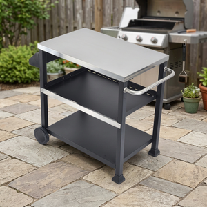 Easy to Clean S/S430 Stainless Steel Black Powder Coated 2 Wheeled Restaurant Hot Pot <b>BBQ</b> <b>Trolley</b> Table - Product Image 3