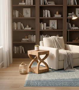 Tabouret en bois de Suar artisanal au design moderne, courbes sculpturales, grain naturel riche, siège polyvalent, table d'appoint pour hôtel et appartement - Product Image 1