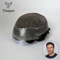 Système capillaire pour hommes, couleur et style personnalisés, Mono Australie, V-Loop Front, Cheveux Indiens, Ligne de cheveux naturelle, Toupet, Densité 120%, En stock