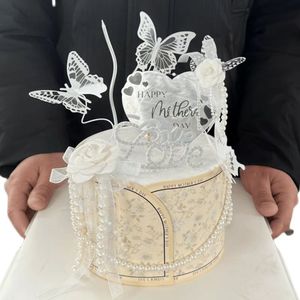 Honey And Sweetness Mother's Day Cake Decoration Acrylic <b>Mirror</b> Heart Ornament Cake Plugin For Party Decor - Product Image 2