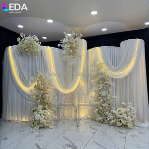 Cortinas Elásticas de Techo LEDA Modernas Personalizadas en Color Blanco Marfil, Tela Spandex de 4 Vías, Panel de Cortinas Elásticas para Decoración de Fondo de Bodas y Fiestas - Product Image 2