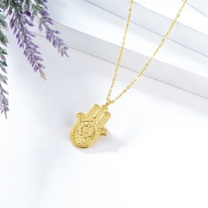 Popular Fashion Jewellery Stainless Steel Gold Hamsa Hand Pendant Necklace - Product Image 3