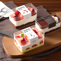 En stock – Boîtes carrées transparentes en PS de 300 ml et 420 ml pour yaourt, crème glacée, gelée, pudding, gâteau au lait, desserts, avec couvercle et cuillère
