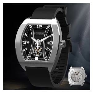 Reloj Mecánico Automático de Lujo con Tourbillon Esqueleto para Hombre, Calendario, Resistente al Agua, Caja Tonneau de Silicona - Product Image 2