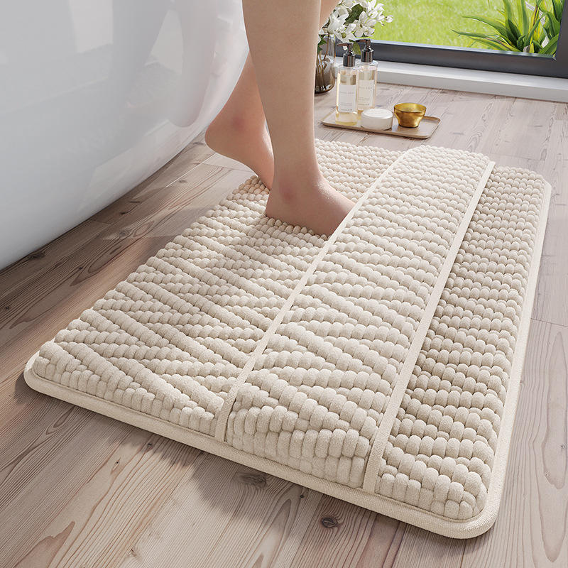 Alfombra de baño de terciopelo de algodón Cloud - mejorada con respaldo adicional y granos de arroz.