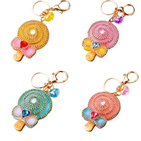 Porte-clés Sucette Lumineuse en Strass Scintillants avec Nœud Mignon et Bonbon en Cristal, Pendentif de Sac Kawaii pour Fille, Cadeau Breloque Cœur
